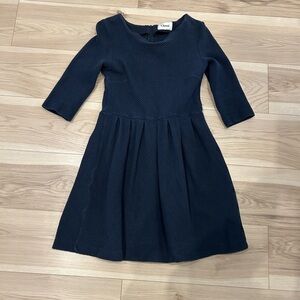 Ganni textured navy mini dress